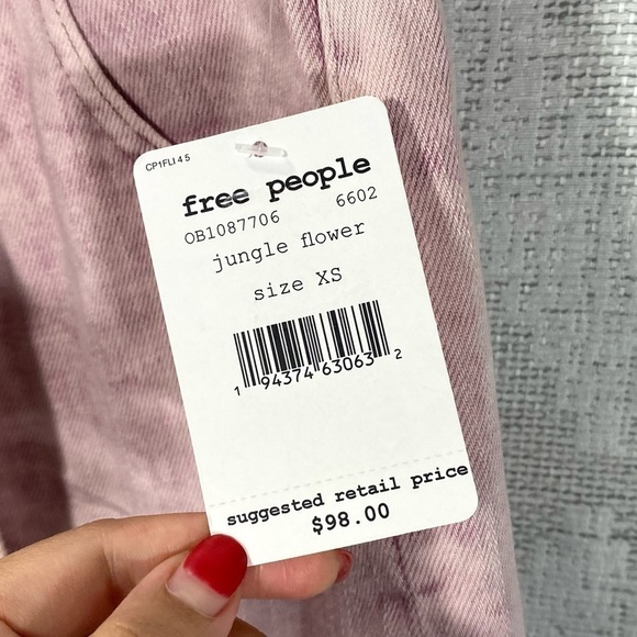 NWT Free People See you sometime paper bag waist cut off pink shorts size XS - Picture 3 of 9